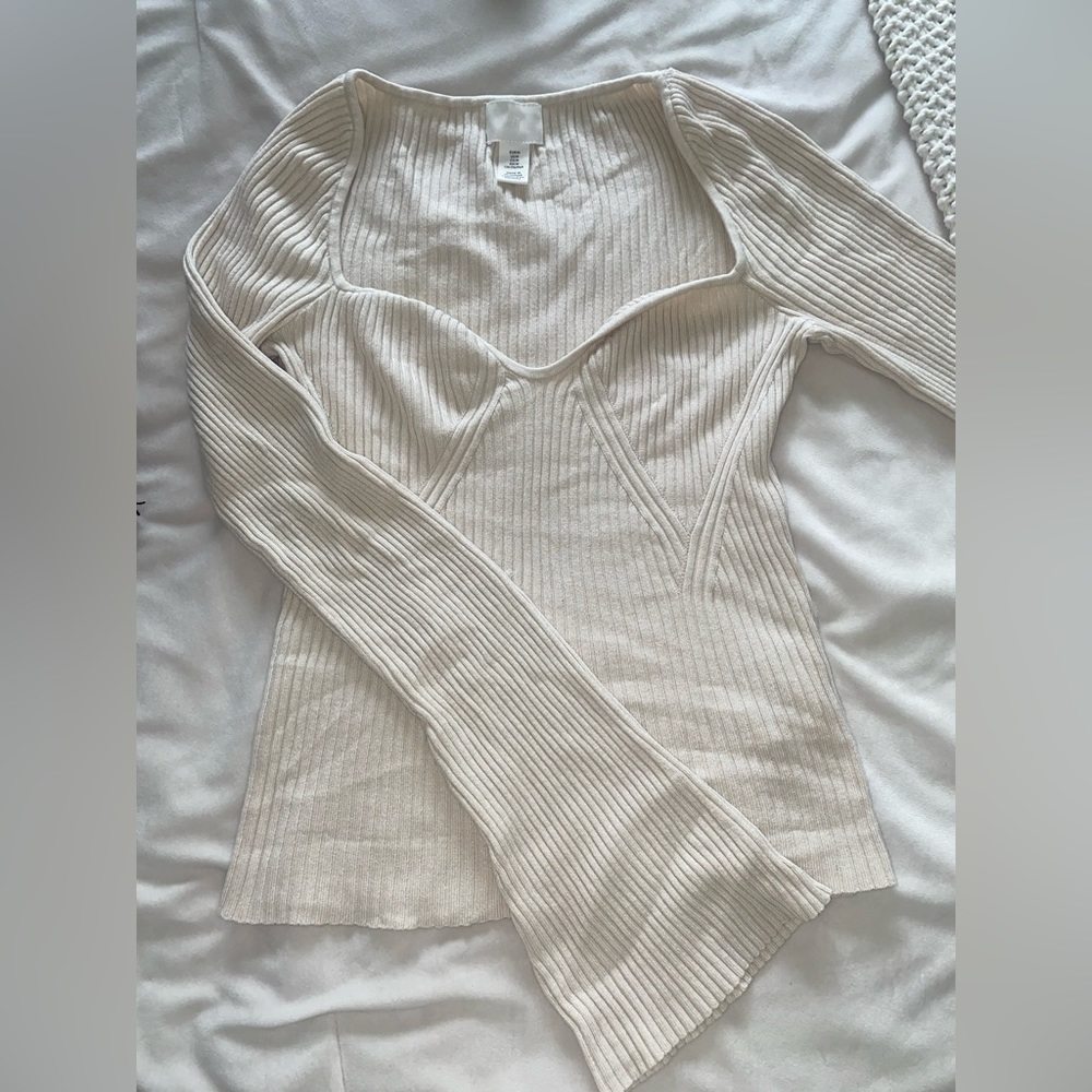 Cream long sleeve top